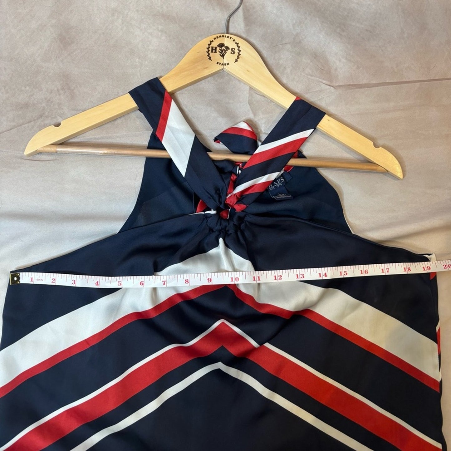 Chaps Blue and Red Sleeveless Halter Top