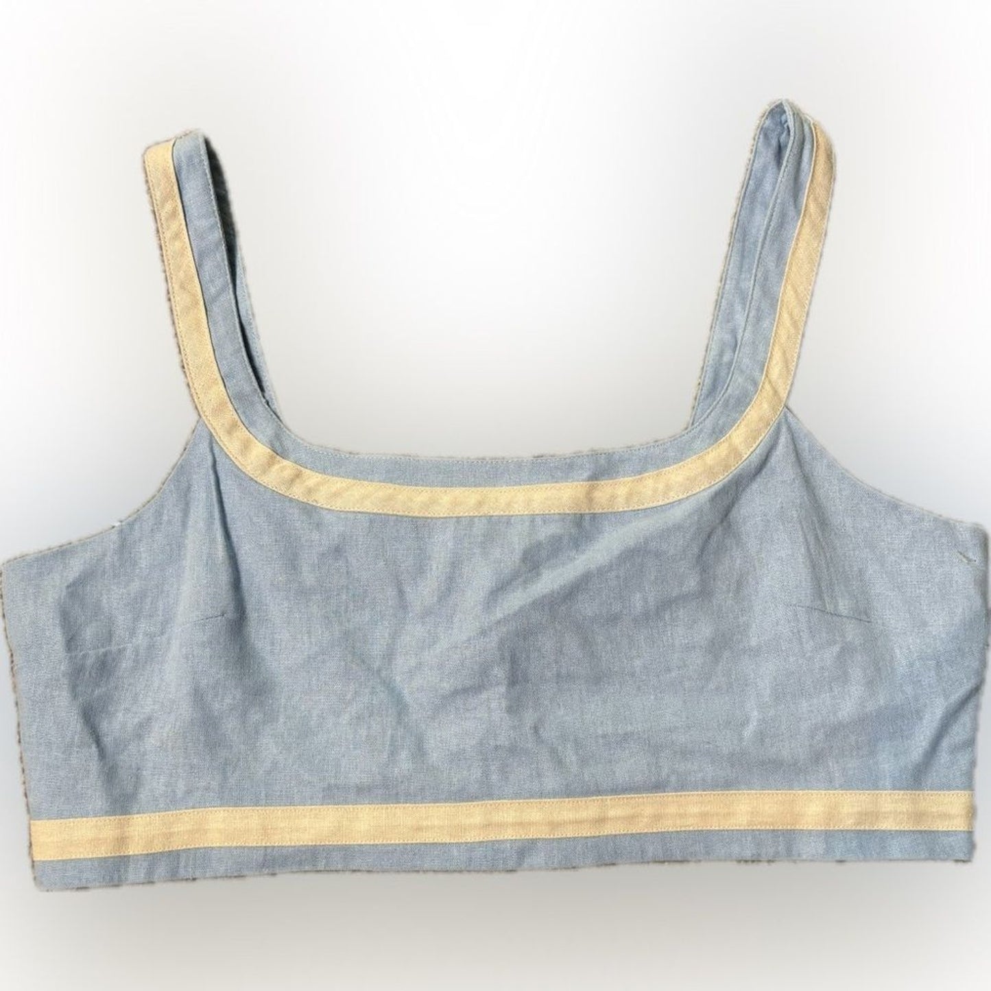 Avec Les Filles Blue Fitted Crop Tank Top NWOT