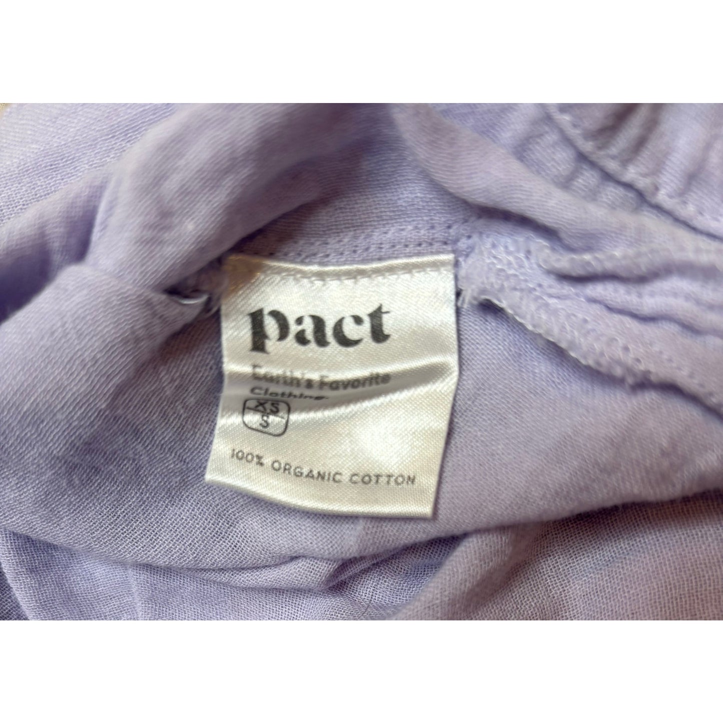 Pact Organic Cotton Gauze Lilac Shirt Size XS/S