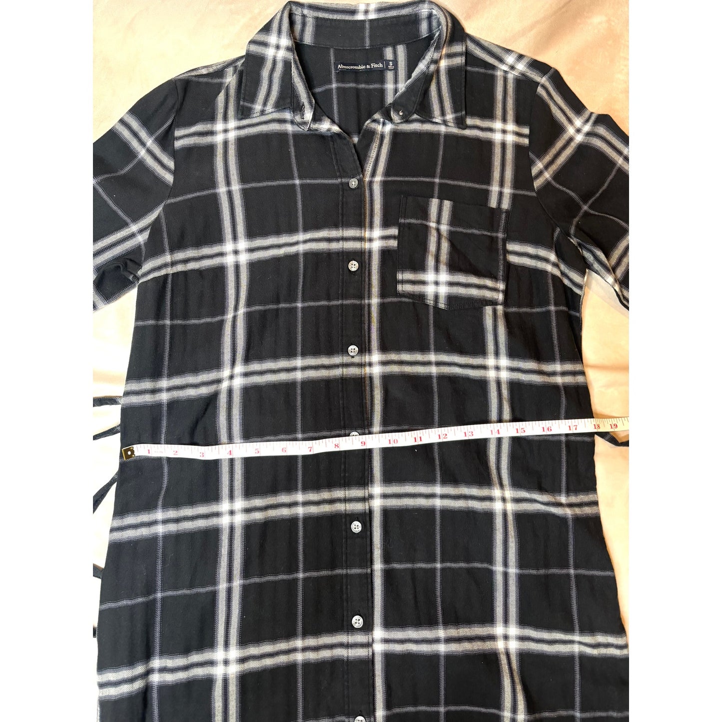 Abercrombie & Fitch Plaid Long-sleeve Dress w/ waist tie Size Small
