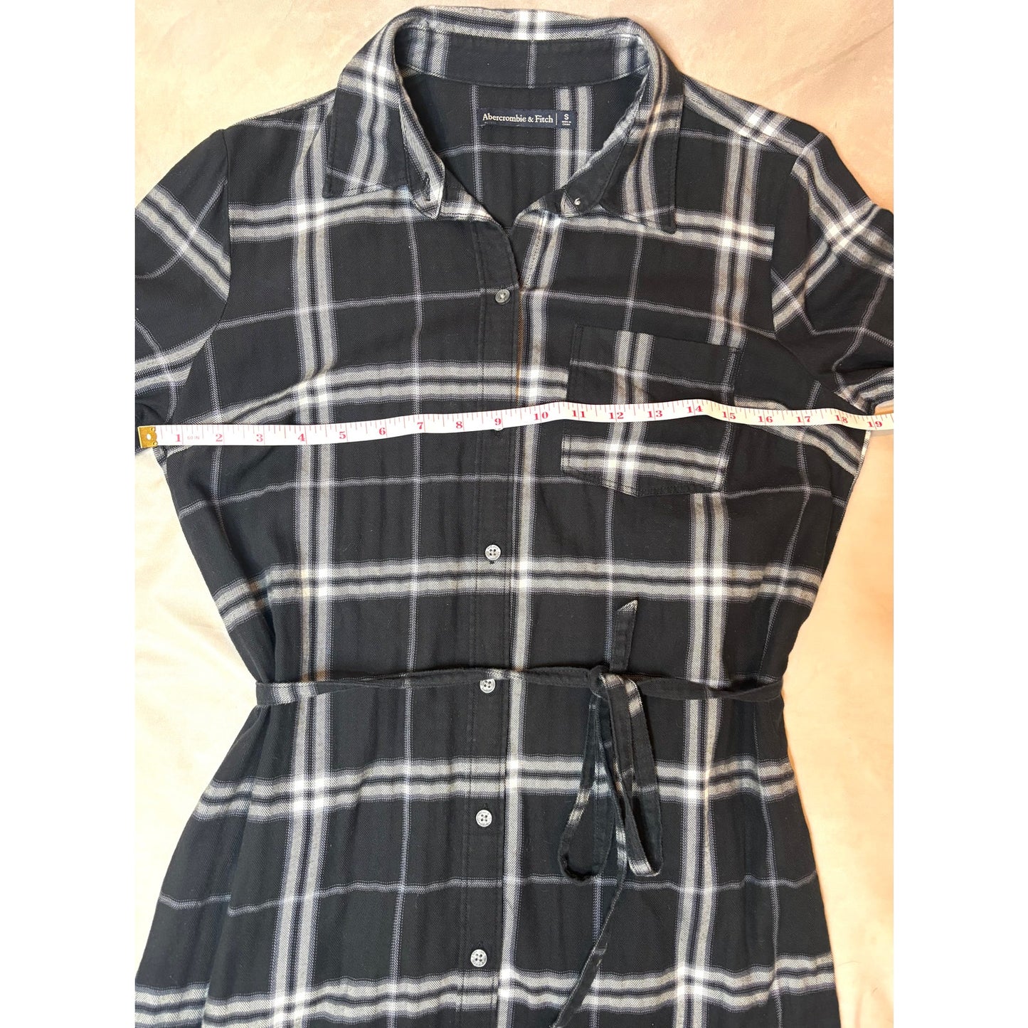 Abercrombie & Fitch Plaid Long-sleeve Dress w/ waist tie Size Small