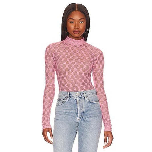Adoni Mesh Bodysuit in Lili Pink BARDOT Size Large