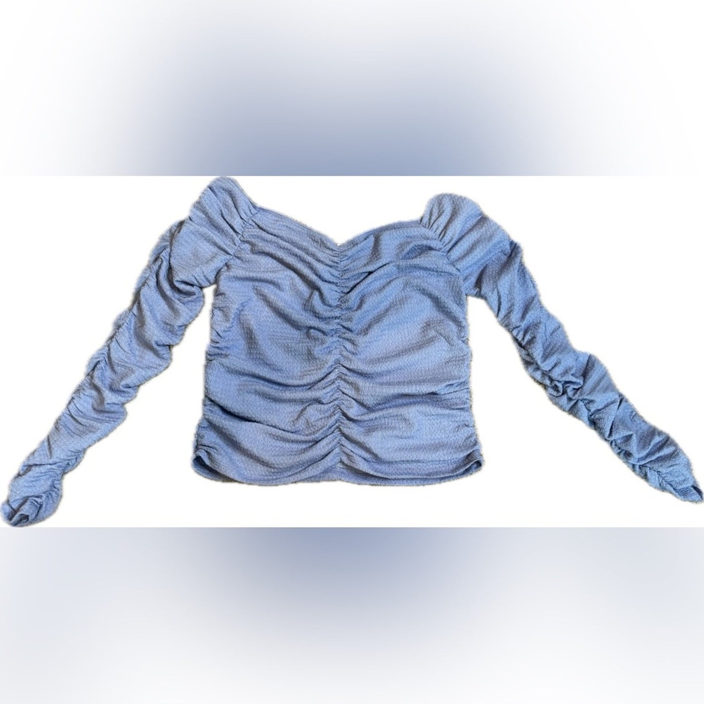 Elodie NWOT Blue Ruched Ribbed Blouse Size XL
