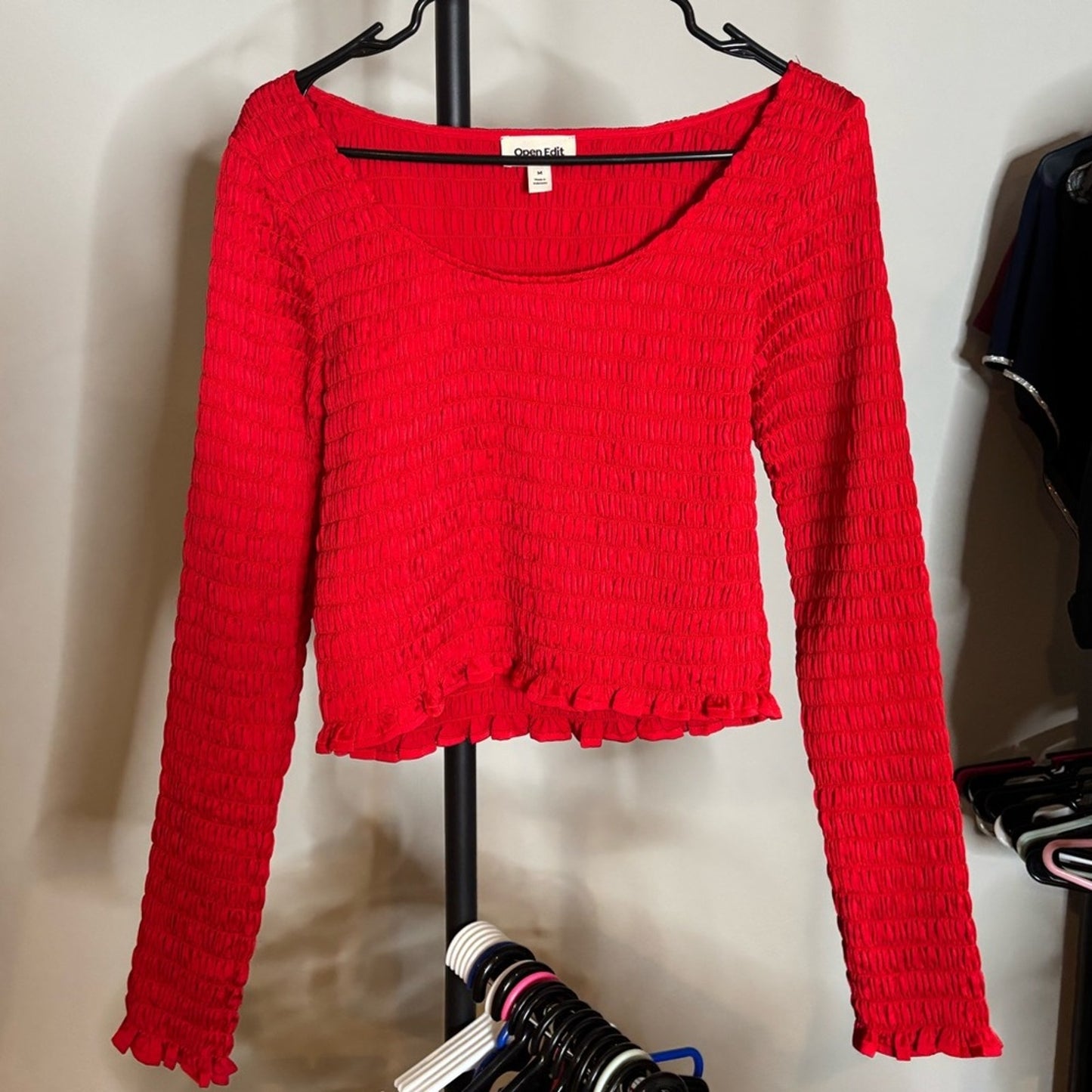 NWOT Open Edit Red Crop Ribbed Top Size Medium